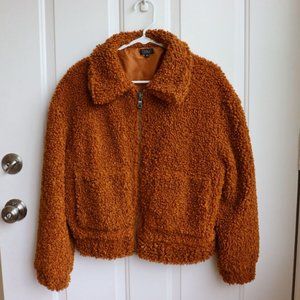 Teddy Coat - Burnt Orange/Light Brown
